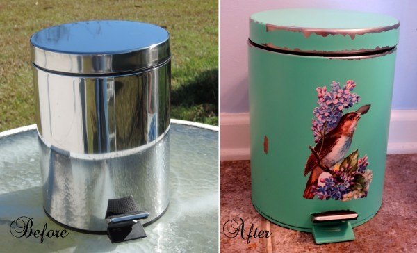 Before and After Trash Can Makeover
