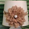 French White Mason Jar Lamp With Burlap Floral Shade Sold