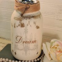 Glittered Shabby Chandelier DREAM Jar Candle Holder (1)