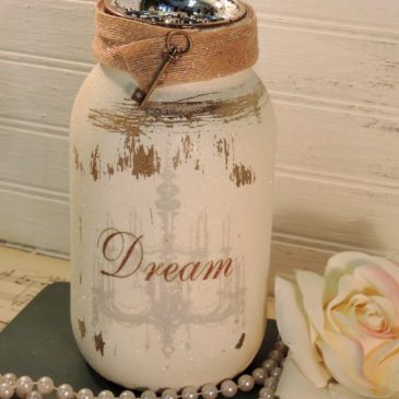Shabby Dream Vintage Chandelier Painted Mason Jar Candle Holder