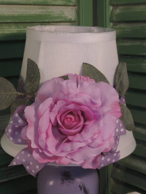 Romantic Purple Mason Jar Lamp With Rose Shade Cottage Inspired Decor