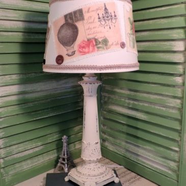 French Vintage Postcard Table Lamp