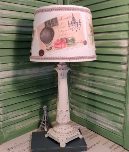 French Postcard Table Lamp