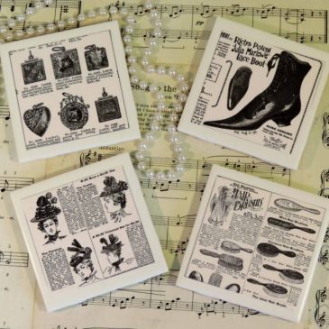 Vintage Victorian Sears Catalog Steampunk Ceramic Tile Coaster Set