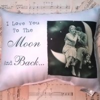 Vintage Inspired I Love You To The Moon and Back Gift Pillow