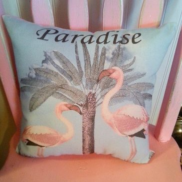 Handmade Vintage Inspired Flamingo Pillow
