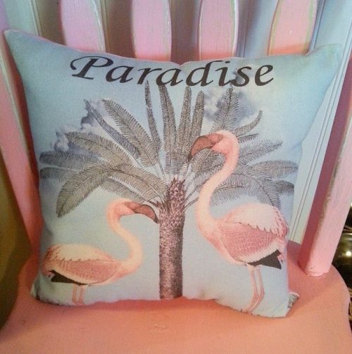 Vintage Inspired Flamingo Pillow