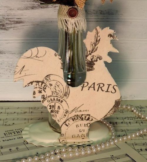 French Farmhouse Country Rooster and Burlap Sunflower Floral Arrangement Cottage Inspired Decor