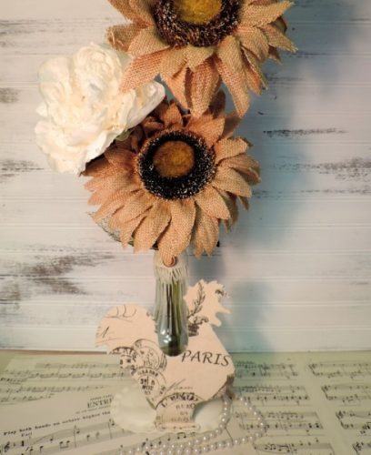 French Farmhouse Country Rooster Sunflower Floral Arrangement (3)