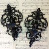 Ornate Black Painted Metal Candle Sconces