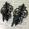 Ornate Black Painted Metal Brass Candle Sconces