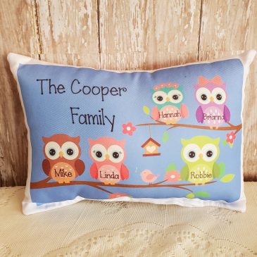 Personalized Handmade Owl Family Gift Pillow