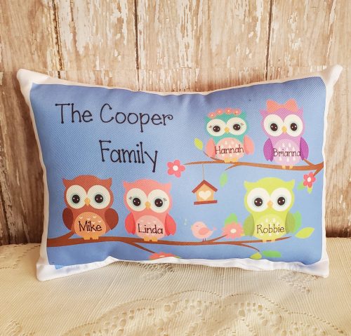 Handmade Personalized Owl Family Pillow