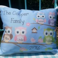 Personalized Owl Family Handmade Pillow