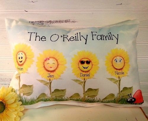 Personalized Sunflower Emoji Family Pillow