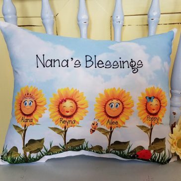 Handmade Personalized Country Sunflower Family Pillow