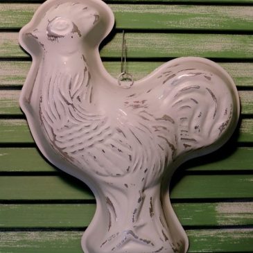 Farmhouse Country Painted Copper Rooster Jello Mold Cake Pan