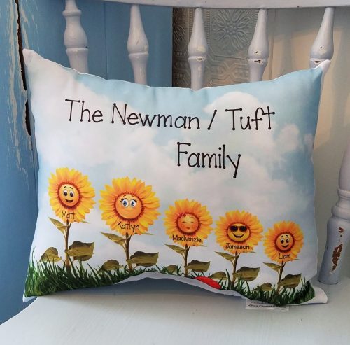 Personalized Sunflower Family Gift Pillow