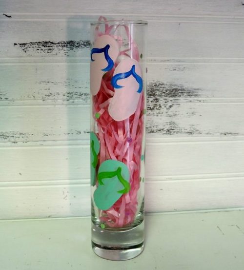 Hand Painted Flip Flop Bud Vase Wedding Centerpiece, Party favors