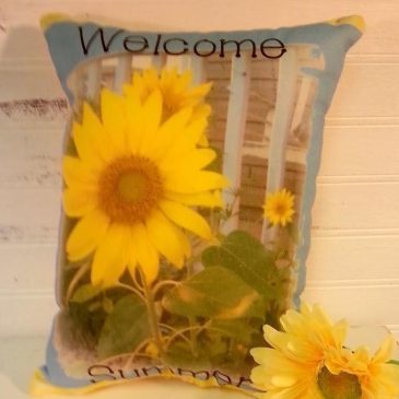 Handmade Welcome Summer Country Sunflower Pillow