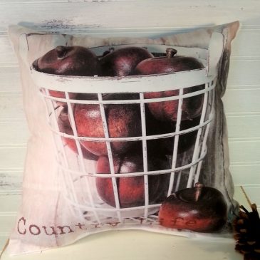 Handmade Country Life Apple Basket Autumn Pillow