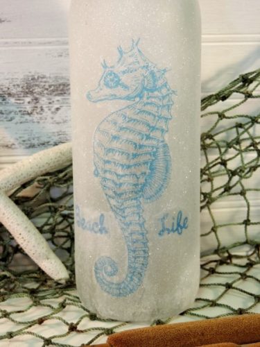 Glittered Seahorse Decorative Beach Bottle