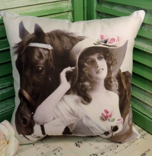 Vintage Victorian Horse Pillow