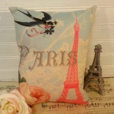Handmade French Pink Eiffel Tower Paris Pillow