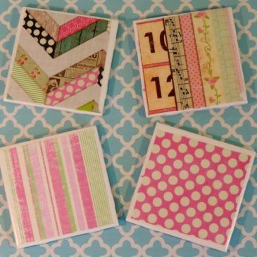 Pastel Cottage Chic Ceramic Tile Coaster Set