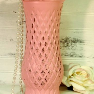 Shabby Pink Painted Vintage Glass Flower Vase