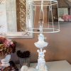 Shabby White Cherub Angel Hollywood Regency Table Lamp