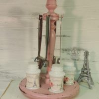 Upcycled Pink Paris Inspired Spice Caddy Shabby Chic Kitchen Decor
