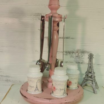 Pink Paris Inspired Spice Caddy and Measuring Spoons