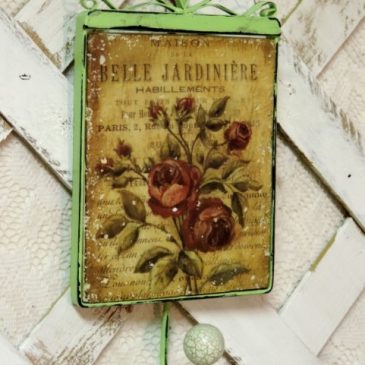 Shabby Cottage Green Rose Inspired Wall Hook