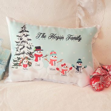 Handmade Personalized Snowman Family Christmas Pillow