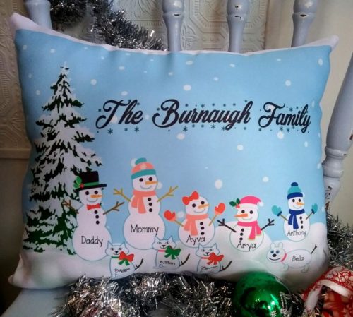 Personalized Snowman Family Pillow