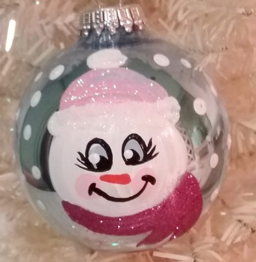 Personalized Hand Painted Snowman Girl Christmas Tree Ornament