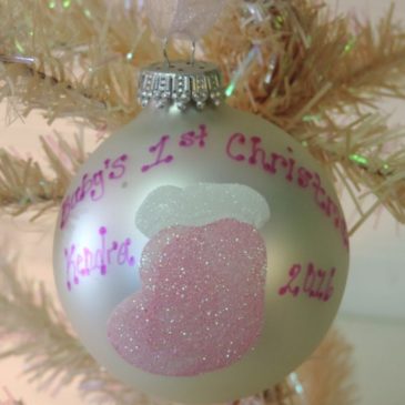 Personalized Pink Stocking Baby’s First Christmas Tree Ornament