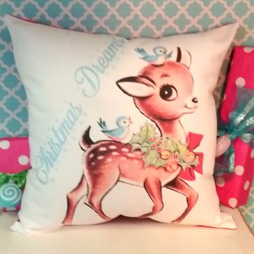Handmade Retro Vintage Reindeer Christmas Pillow