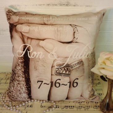 Custom Sepia Toned Personalized Wedding Photo Pillow