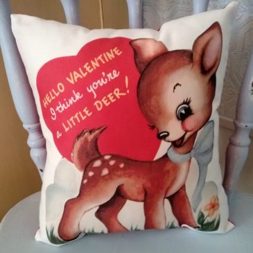 Handmade Retro Vintage Deer Valentine Pillow