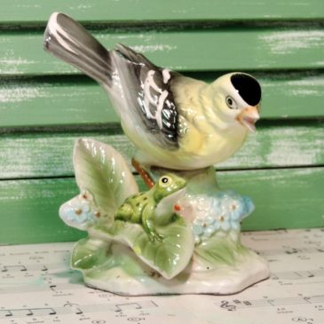 Vintage Ceramic Yellow Goldfinch Bird Figurine
