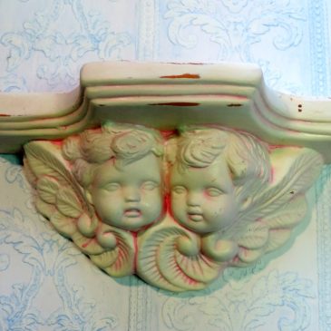 Shabby Chic Pink Cherub Angel Wall Shelf