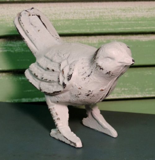 White Shabby Chic Bird Figurine Spring Decor