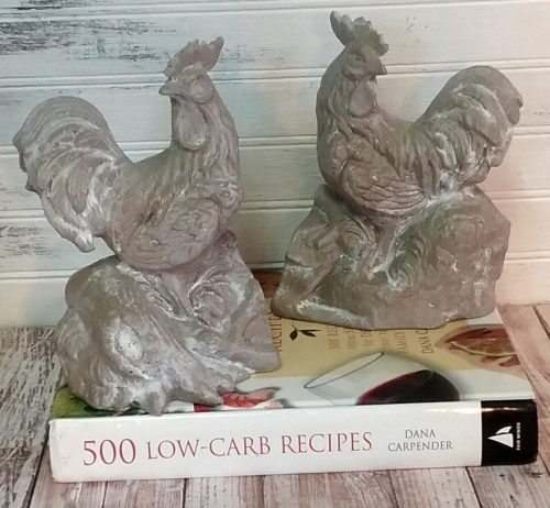 Beige French Country Rooster Bookends