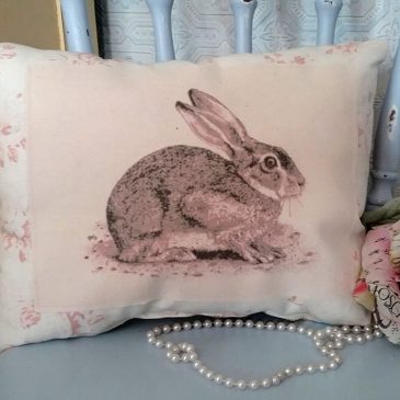 Handmade Shabby Cottage Vintage Inspired Bunny Rabbit Pillow