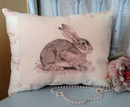 Vintage Shabby Chic Bunny Rabbit Pillow