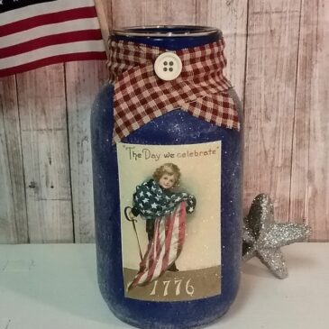 Handcrafted Vintage Victorian 4th Of July Patriotic Mason Jar Candle Holder