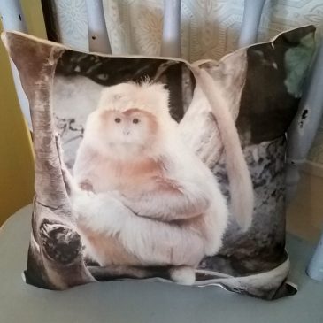 Handmade Wildlife Monkey Throw Pillow, Nature Pillow