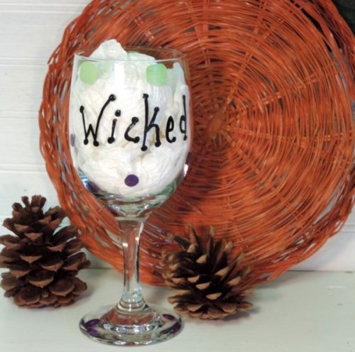 Hand Painted Wicked Witch Halloween Wine Glass